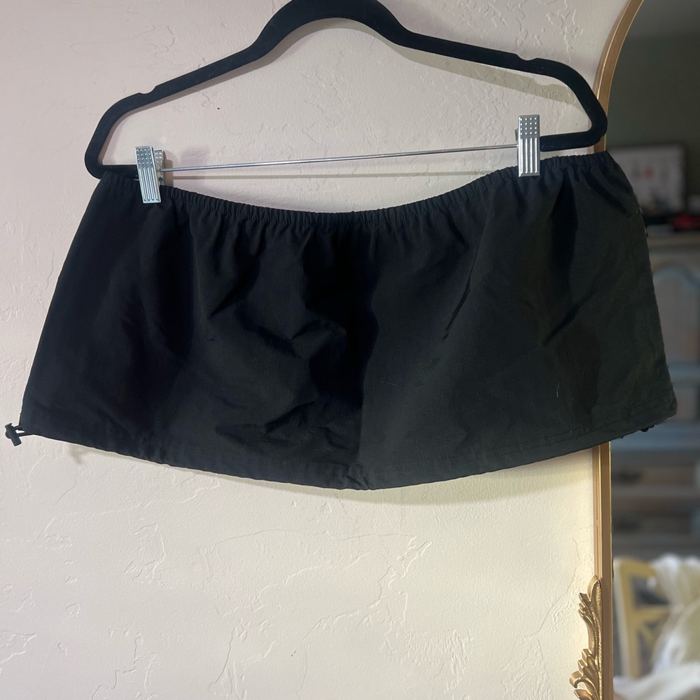 VANS Riley Parachute Nylon Bungee Cord Strapless Crop Tube Top Black XL NWT - Picture 2 of 8
